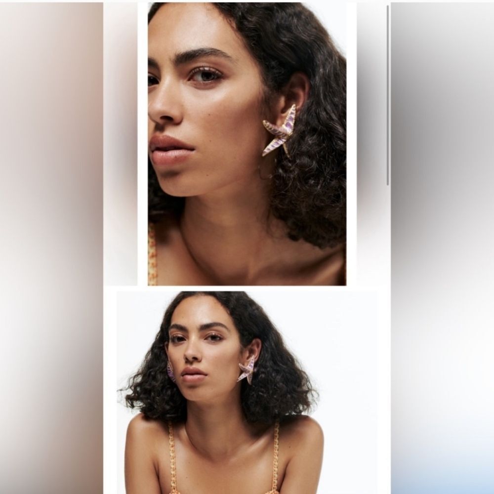 New ZARA Purple Starfish Statement Stud Earrings - Picture 12 of 12